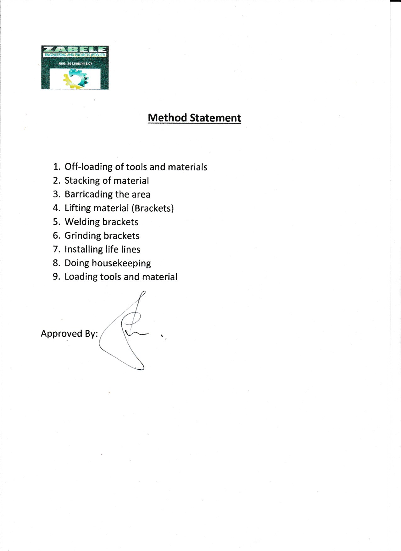 Valeting Method Statement method statement contractor preparation